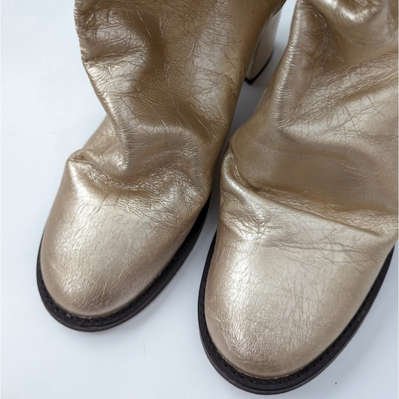 Free PEOPLE gold boots date night Elle block heel ankle 41 11 - Picture 8 of 15